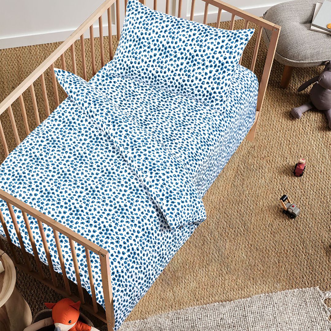 Cheetah Blue Cot Comforter Set Tulips