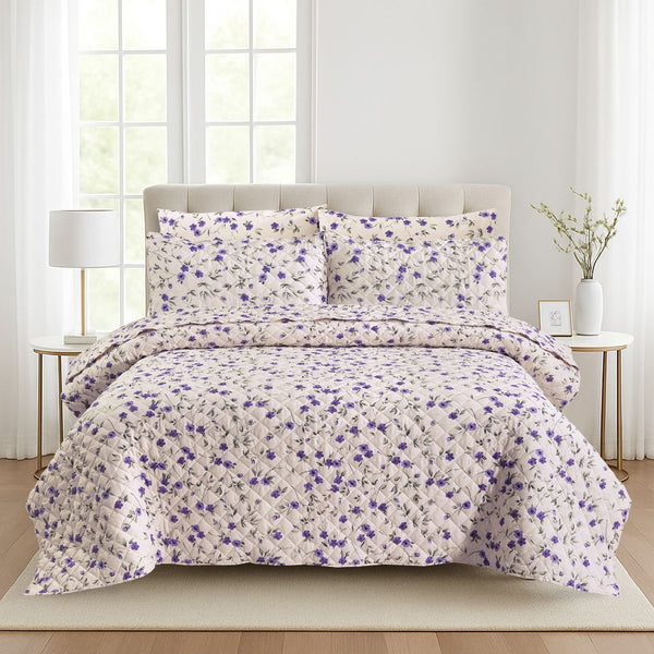 Purple Floral - Bedspread Set