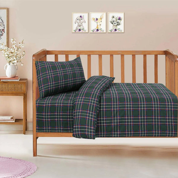 British Checked Green - Cot Set