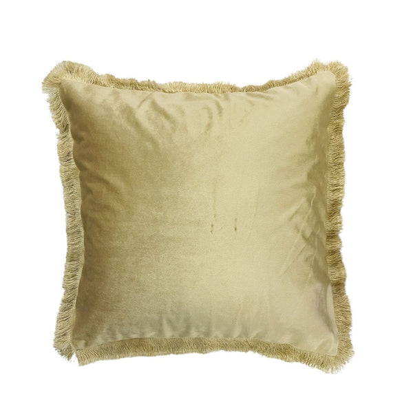 Fringed Velvet Cushion - 01