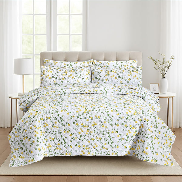 Yellow Floral - Bedspread Set