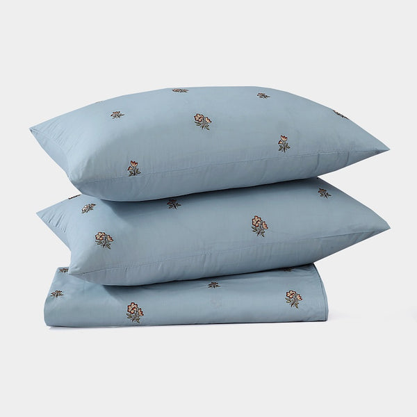 Embroidered 06 - Aqua Bedsheet Set