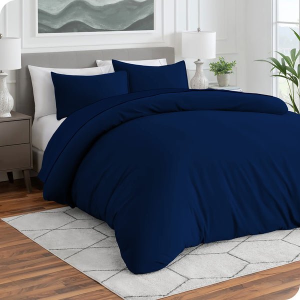 Plain Dyed Duvet Cover - Blue/White