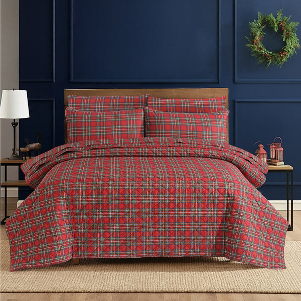 British Checked Red - Bedspread Set