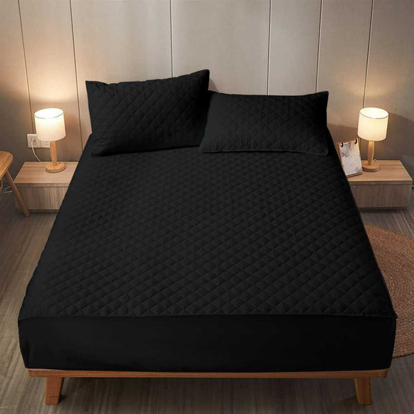 Black - Quilted Fitted Sheet