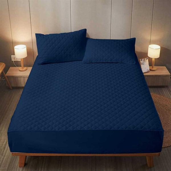 Midnight Blue - Quilted Fitted Sheet