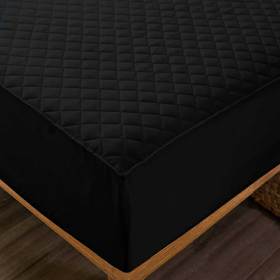 Buy Bed Fitted Sheets Black Quilted Fitted Sheets by Tulips