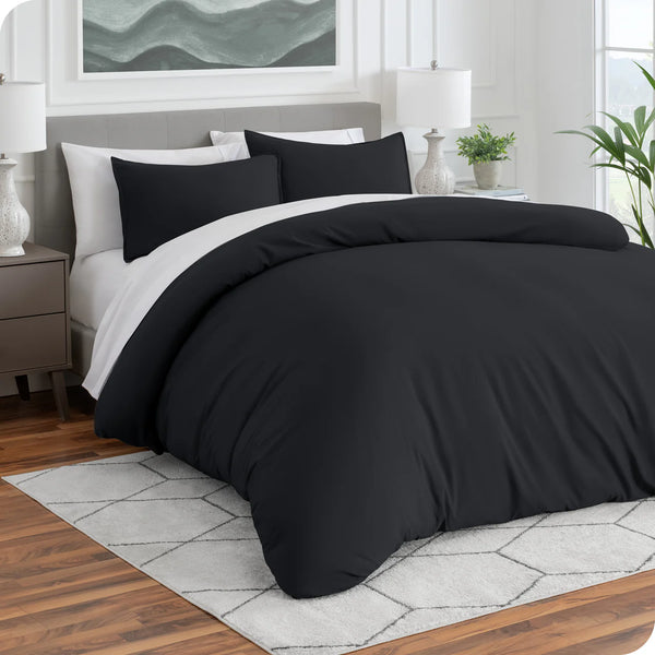 Plain Dyed Duvet Cover - Black/White