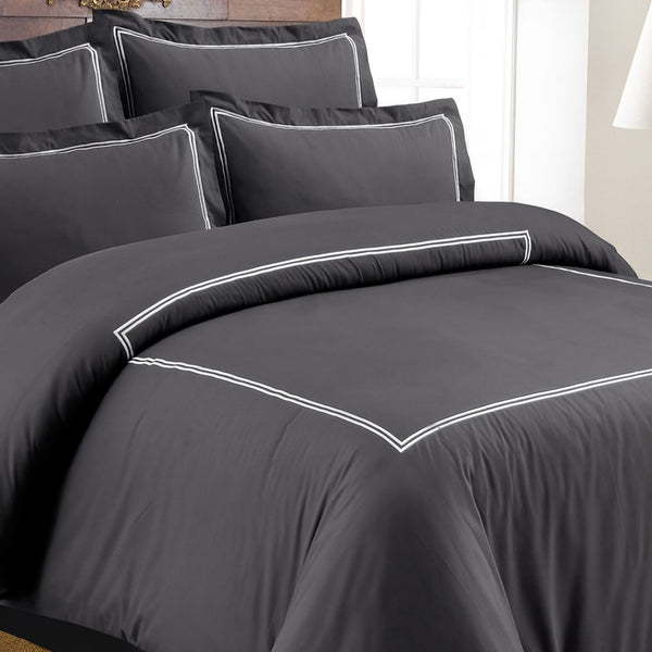 Charcoal - Baratta Stitch Quilt Cover