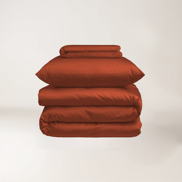 Terracotta - Dyed Satin Sheet Set