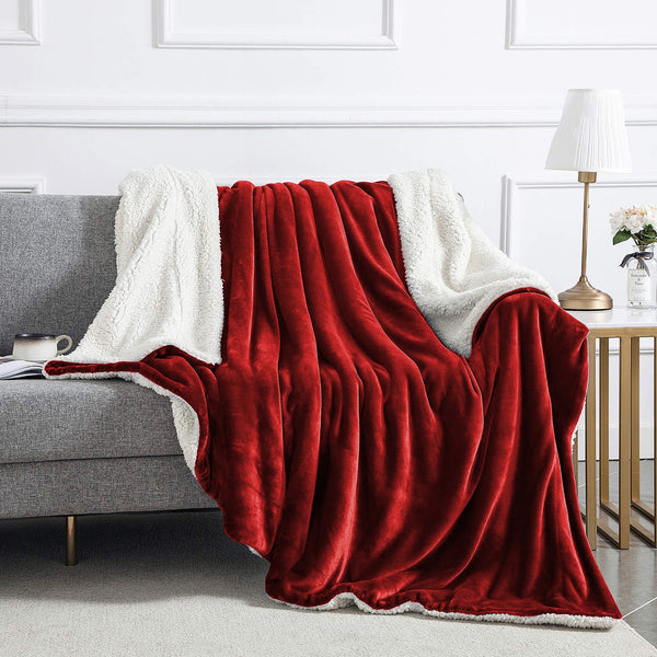 Sherpa Blanket Plain - Ruby Red