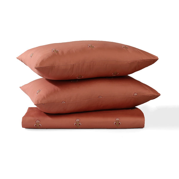 Embroidered 03 - Terracotta Bedsheet Set