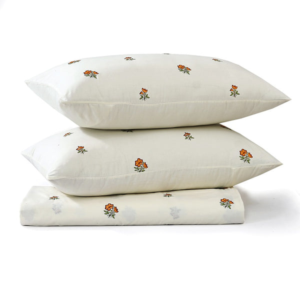 Embroidered 07 - Cream Bedsheet Set