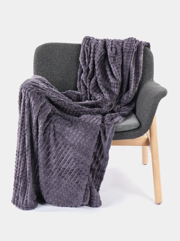 Charcoal - Checked Plush Blanket