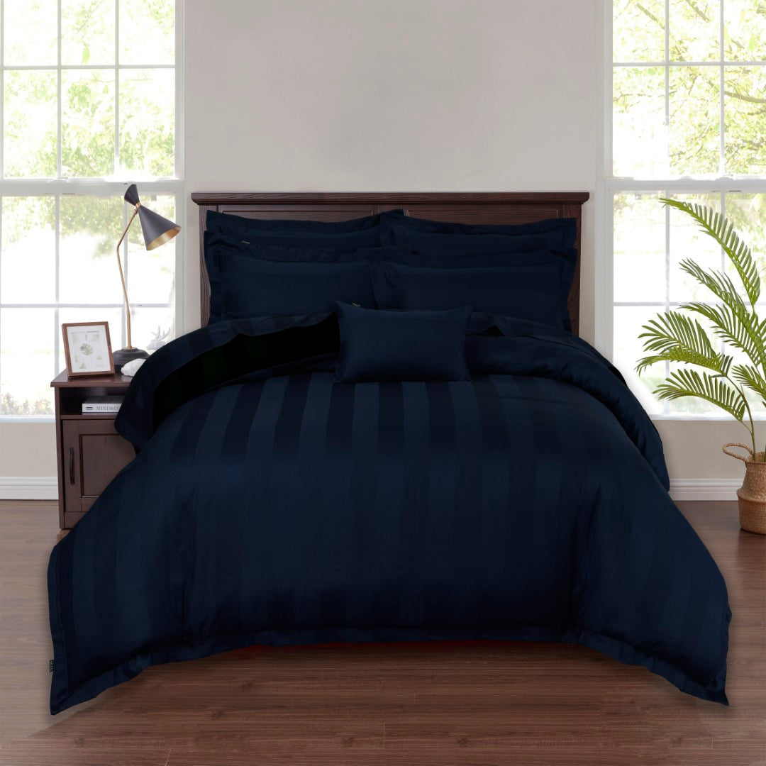 Navy Blue Satin Bed Set Online in Pakistan