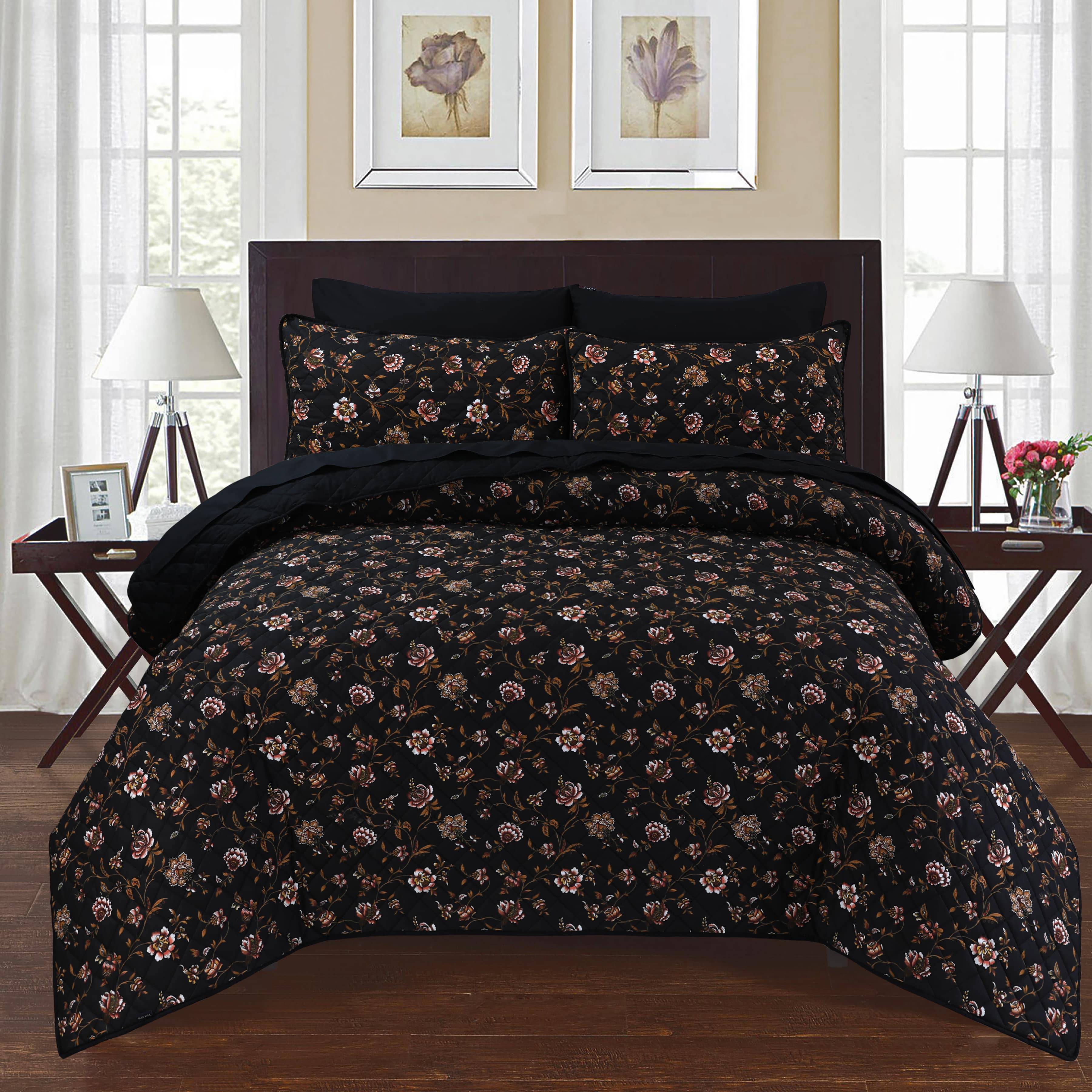 FLORENCE BLACK - Bedspread Set | Quilted Bedspread Set | Home Linen ...