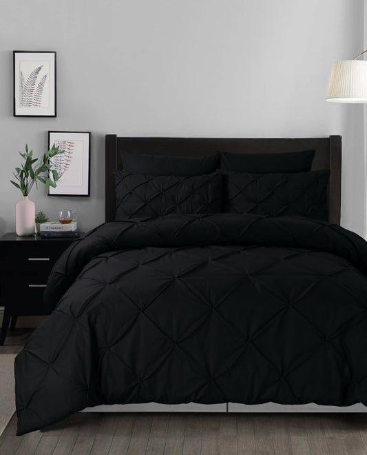 BLACK - Pintuck Quilt Cover